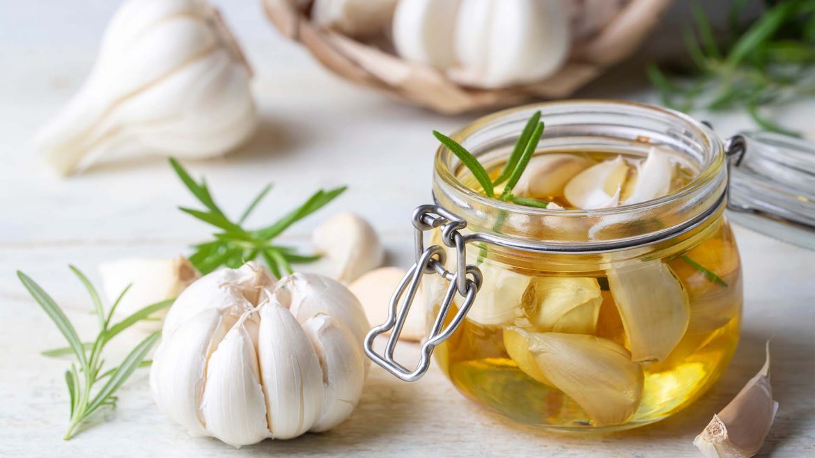 Garlic infused in oil