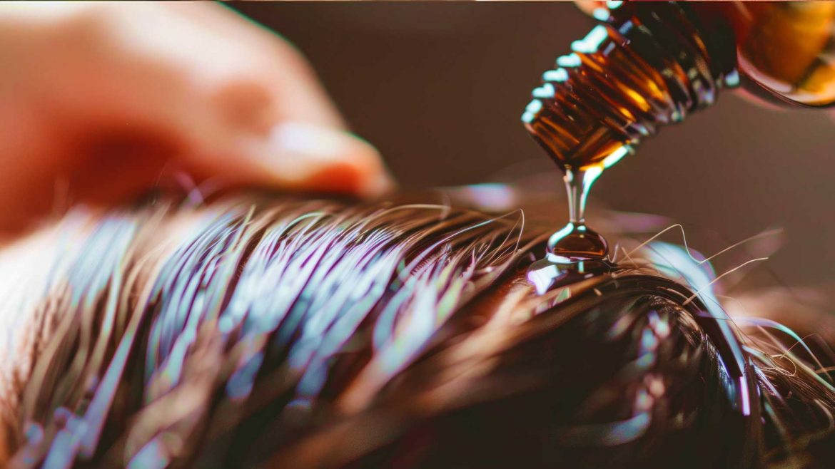 A woman giving herself a hot oil massage