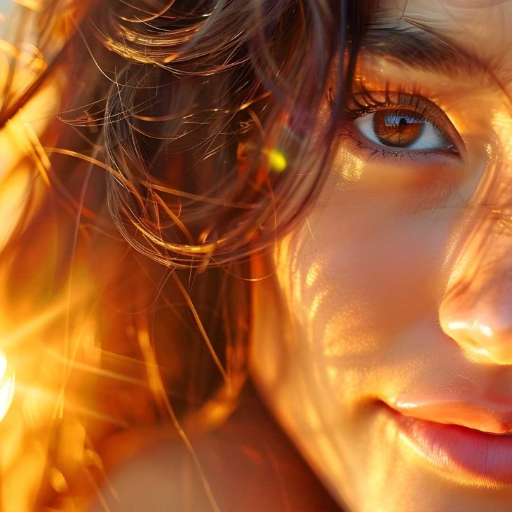 Woman with glossy & healthy hair