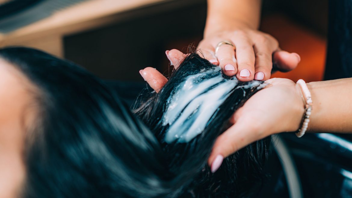 A woman getting smoothening done