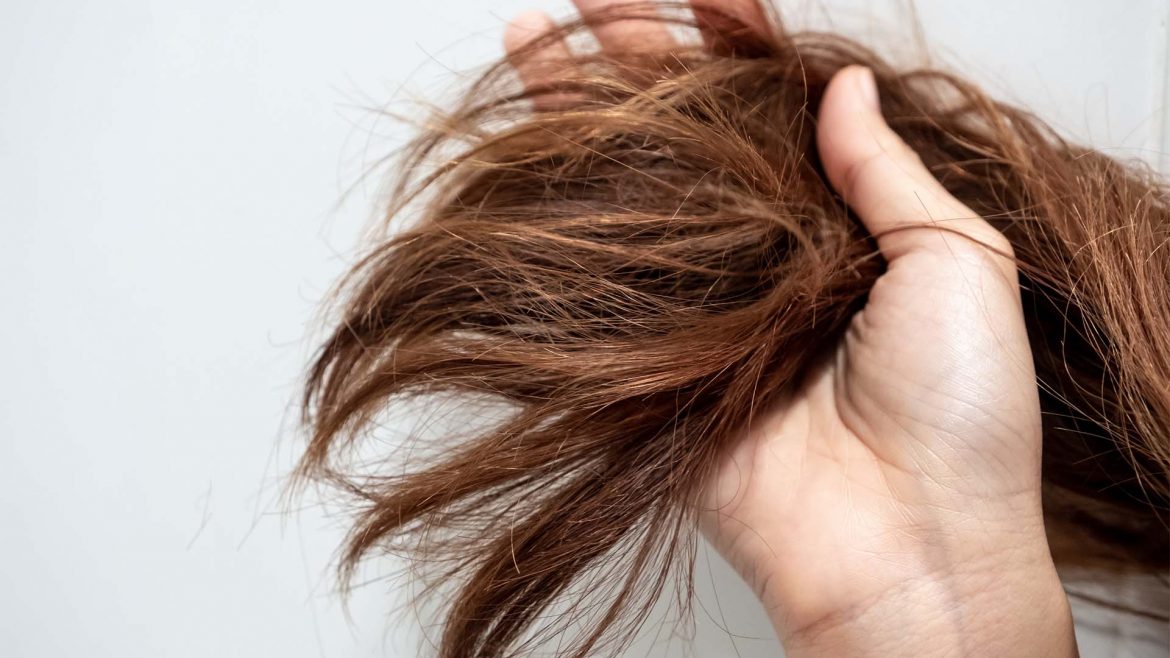 Woman with dry & damaged hair