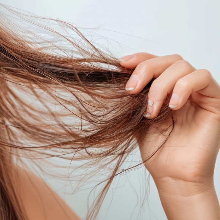 Woman with dry & damaged hair