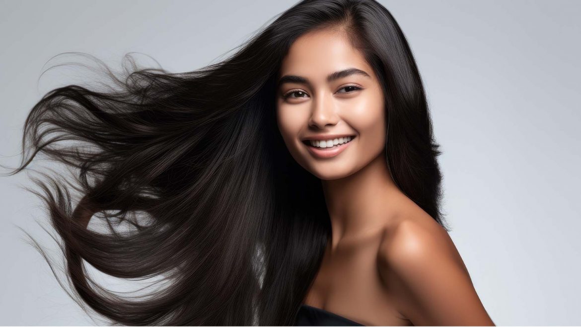 Woman with smoothened hair.