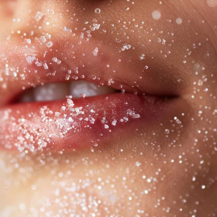 Woman using rice flour face pack for exfoliation