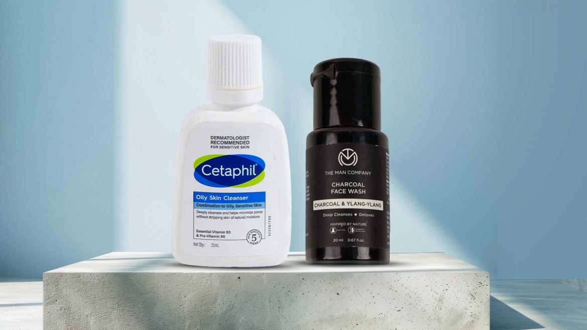 Cetaphil Oily Skin Cleanser for Oily & Acne-Prone Skin and The Man Company Charcoal Face Wash Trial Pack
