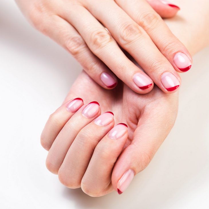 Woman red french tips