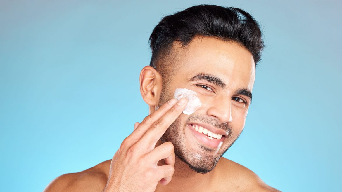 Man doing skincare