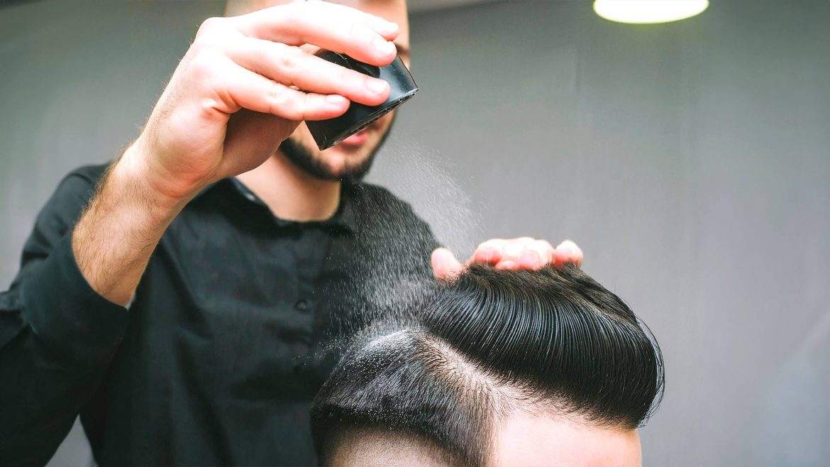 Hair stylist adding hair powder