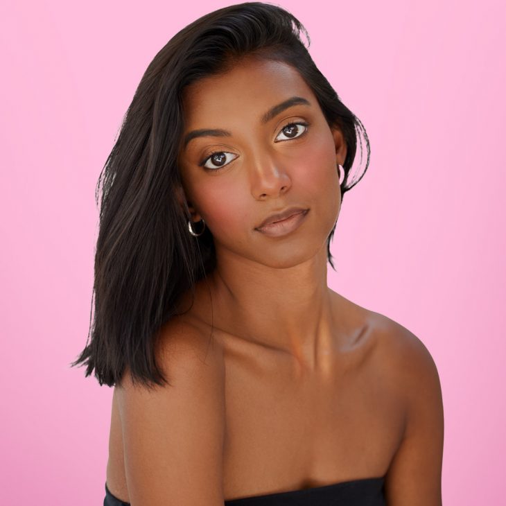 Dark skin tone girl with berry blush