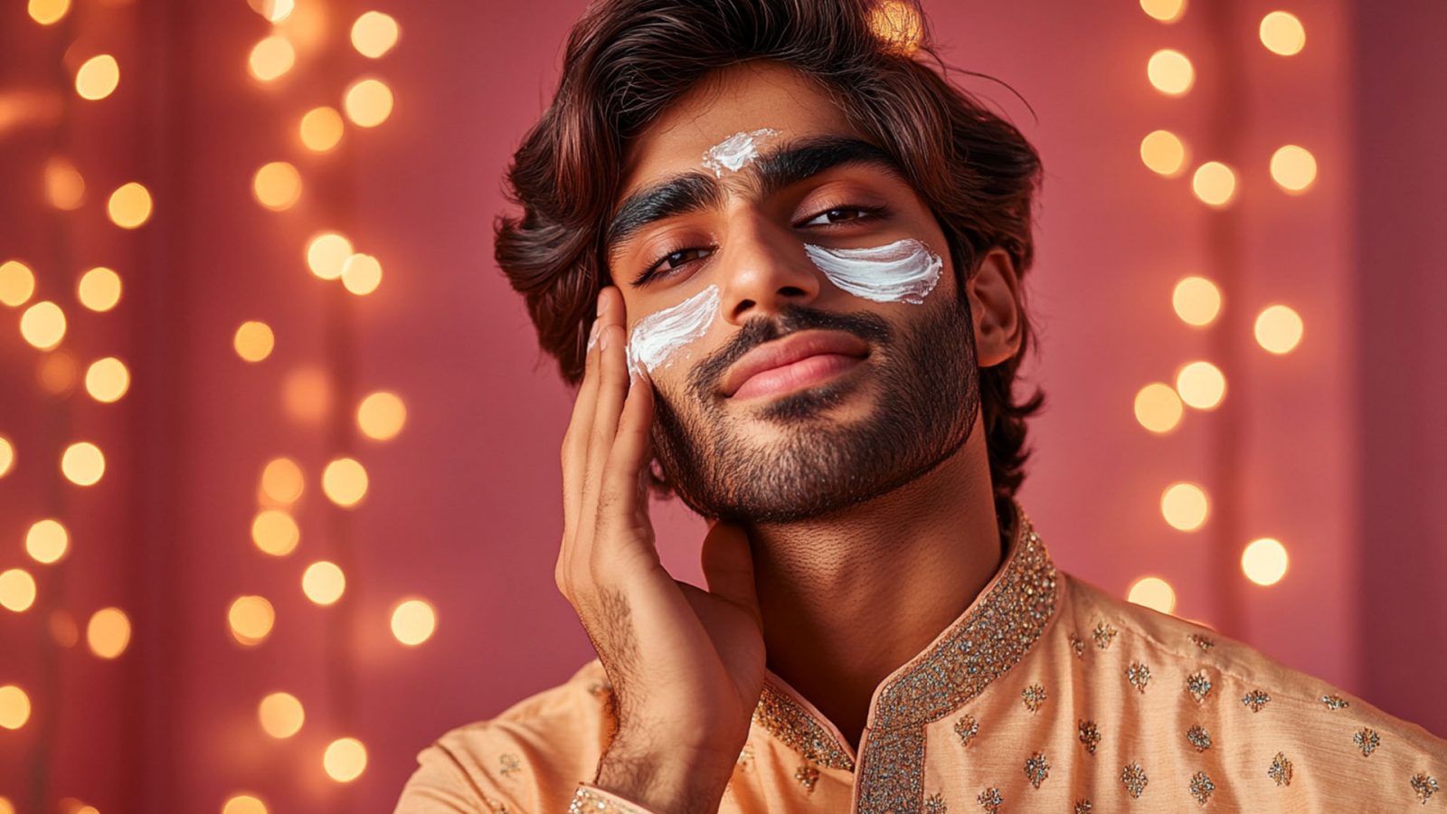 Man applying cream to his face