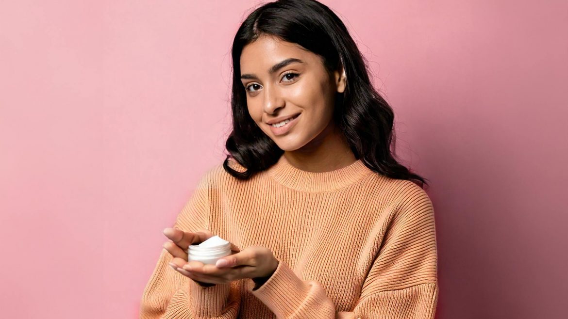 Woman with body butter on