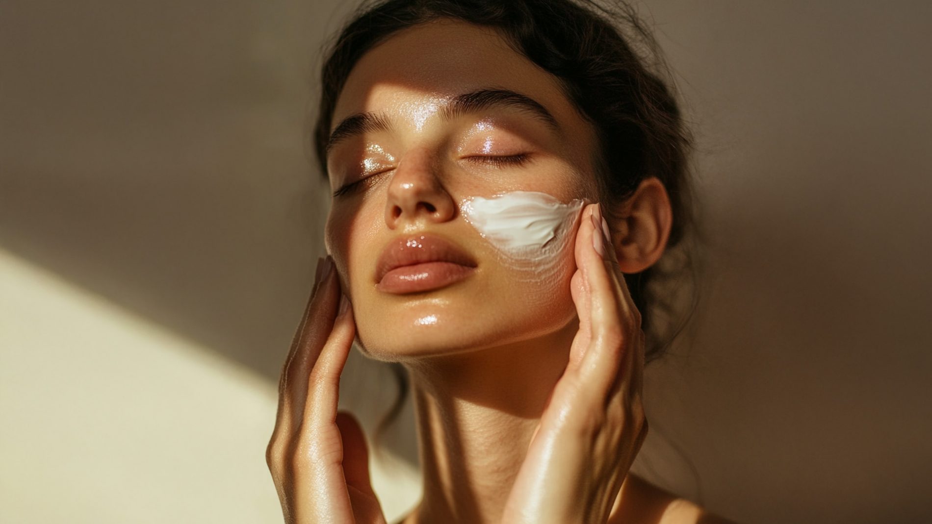 Woman applying Bakuchiol-infused cream