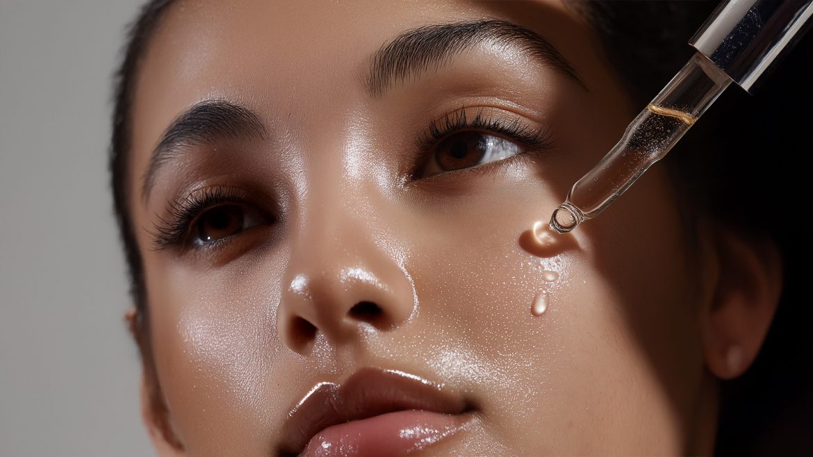 Woman applying Bakuchiol infused serum