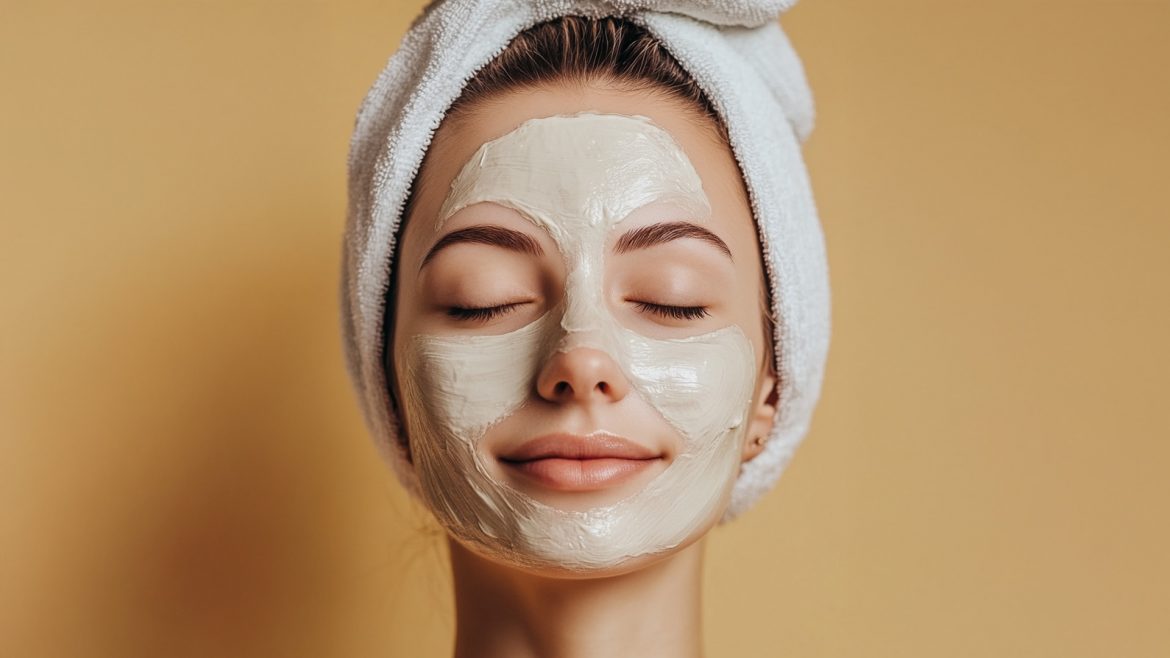 Woman with peptide infused mask 