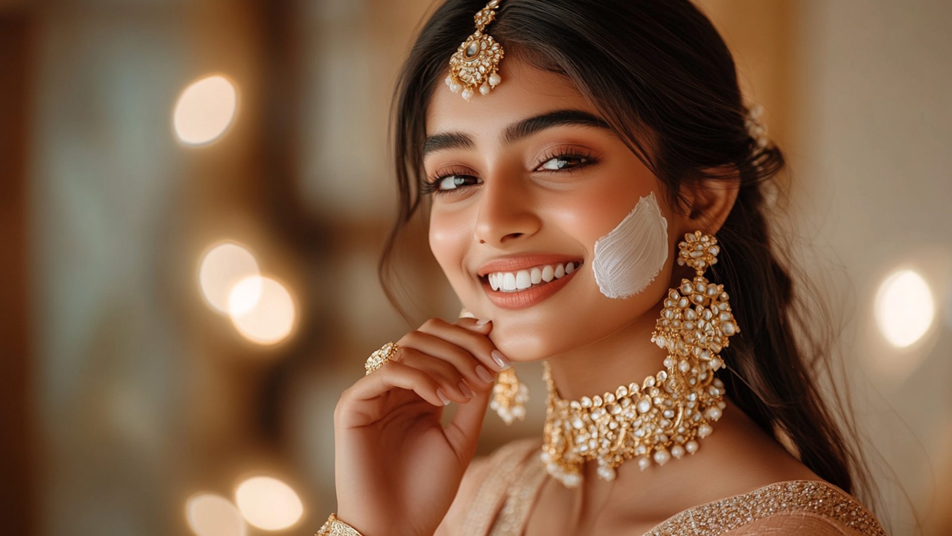 Bride with a face pack