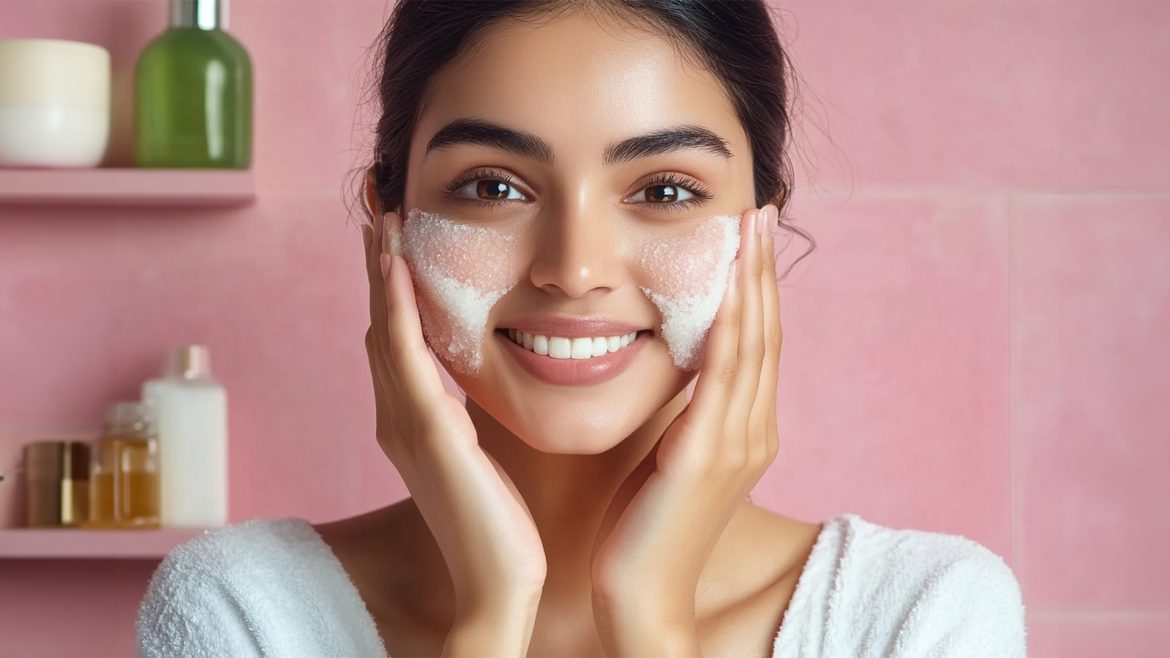 Woman using natural exfoliants