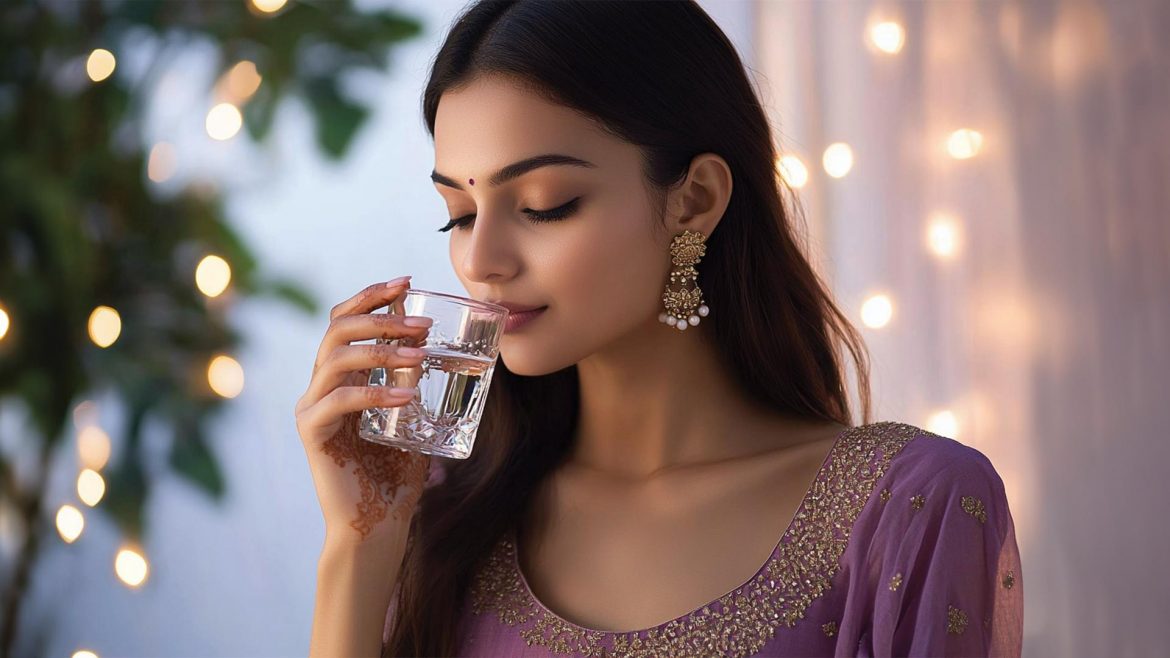 Woman hydrating herself